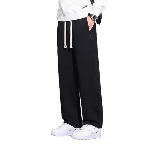 
LEE KIDS black hoodies for men's spring and autumn loose straight scimitar pants for teenagers draped wide-leg casual trousers CJ-6628 khaki + CJ-6627 black (2 strips 4XL