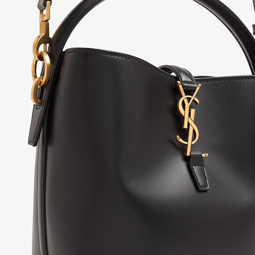 Saint Laurent/圣罗兰女包 LE37小号 女士亮面手提水桶包 ROSE同款 黑色