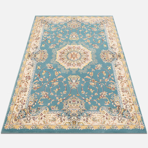 LUODABAN TURKISH PERSIAN STYLE Wohnzimmer Teppich Wohnzimmer amerikanischer Land für europäische Stile European Style Matte Neoklassische Schlafzimmerbett 3888 Blau Grün 200 cm*290 cm _Die Flusen ist sehr dicht und wiegt ungefähr _42_Jin [Jin ist gleich 0,5 kg.