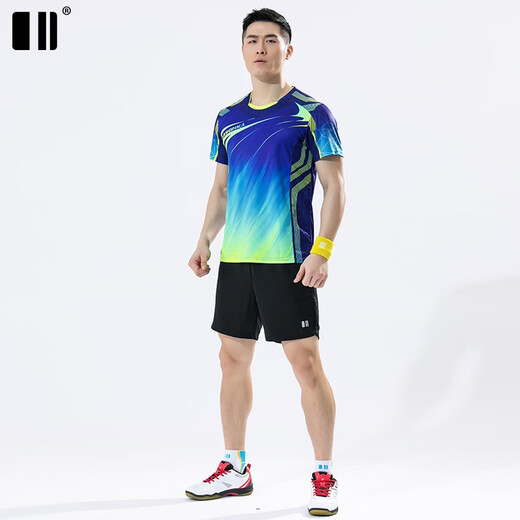 单双号羽毛球服运动套装夏季新款情侣网球服短袖球衣乒乓球服团购款 男蓝短袖套装【C11836+12241] L