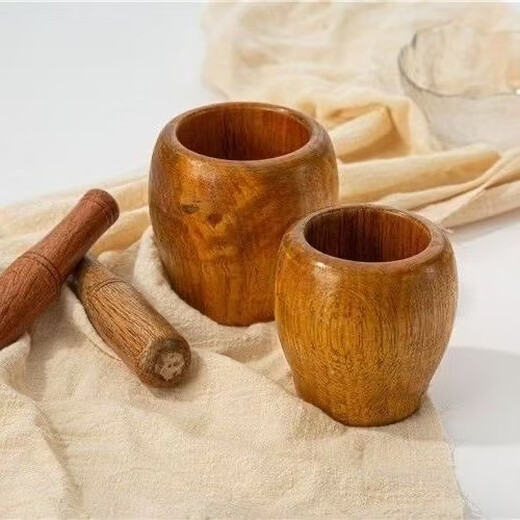 Youke jujube wood garlic pounder stone mortar old-fashioned manual pounder artifact household grinder press garlic paste pounder beech wood small size 8.5_8.5 cm