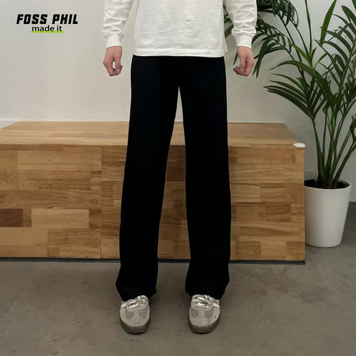 Foss Phil Casualhose Herren Frühlings- und Sommerhosen Lose trendy gerade haften Anzughose 26588 Schwarz XL