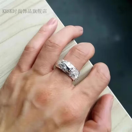 KHSK Old Phoenix 999 sterling silver Pixiu ring men's ring, a transportable and domineering Pixiu ring 8.88g with counter gift box + certificate