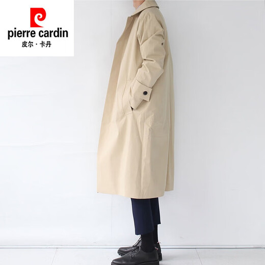 Pierre Cardin (Pierre Cardin) new super long windbreaker long knee-length Korean style thin coat men's loose trendy brand extended mid-length coat black XL 135--150Jin Jin equals 0.5 kg