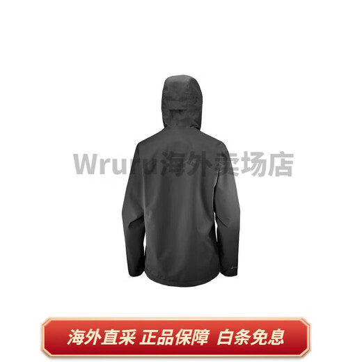 萨洛蒙（Salomon）全天候系列 字母印花防水防油污连帽拉链夹克外套 男女同款 黑色 黑色 S