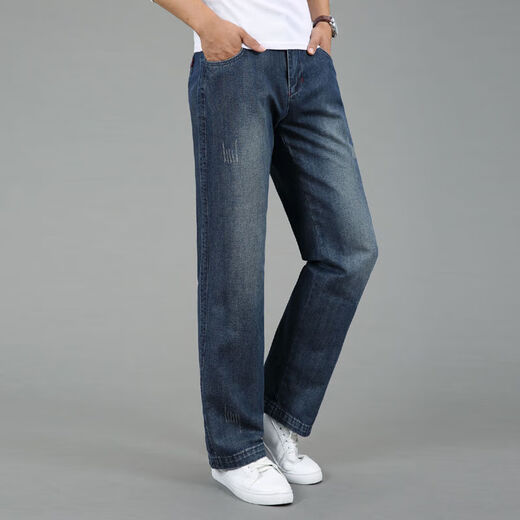 Jiumu Wang Jiumu Wang Jeans en vrac à quatre saisons pour un pantalon d'âge moyen de grande taille de coton droit mince pour hommes 688 Couleur légère 28 taille 2 pieds 1
