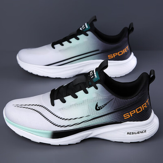 2025 Neue Sommer-Casual Sports-Schuhe mit atmungsaktivem leichtem, sanftem, schockabsorbierendem und gleitenden Fliegenwebstudentschuhen NK826 Black and Green 38.