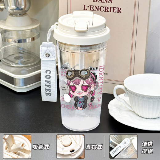 Zhewei's fifth personality water cup, men and women are cute and easy to drink, convenient and high-value transparent straw water in summer BXAO17078 Air Force Cool summer [500ML blue]-painted printing