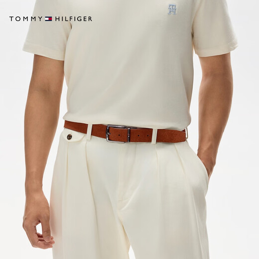 
TOMMY HILFIGER [Double-sided] Men's retro pin buckle leather business casual belt belt AM0AM12053 Black brown GB8 105cm
