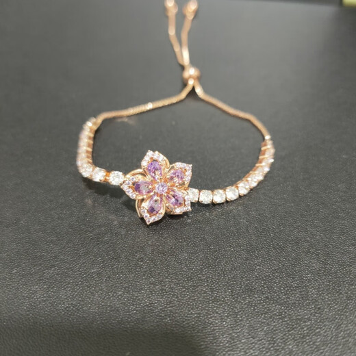 闪刻老凤凰镶钻锆石轻奢时来运转旋转抽拉绳可调节满镶转转手链 3524