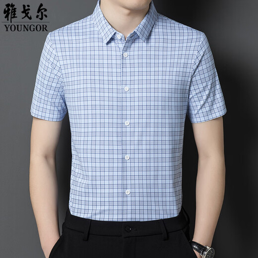 CEO Yageol Mulberry Silk Short Sleeve Shirt Herren Sommerdünngeschäft und lässig High-End-Anti-Falten-freie-freie-freie Herren-Hemd 9901-Langer [Langschleifen] XL 180 [vorgeschlagen 140-160jin [Jin gleich 0,5 kg]]