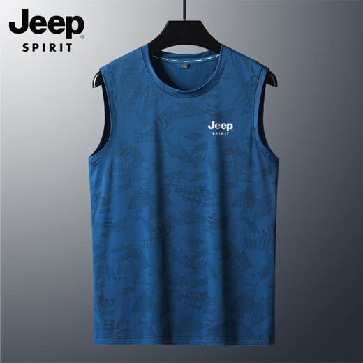 JEEP SPIRIT ice silk cool vest men 2025 summer thin loose sports vest sleeveless T-shirt men gray 6XL [Suggested weight 150-160 Jin [Jin equals 0.5 kg]]