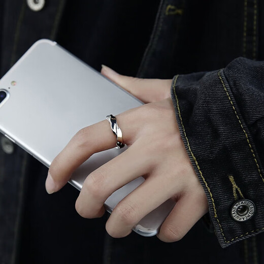 Shenglan retro ring men's trendy single ring niche design men's open adjustable ring cold wind tail ring endless ring open adjustable
