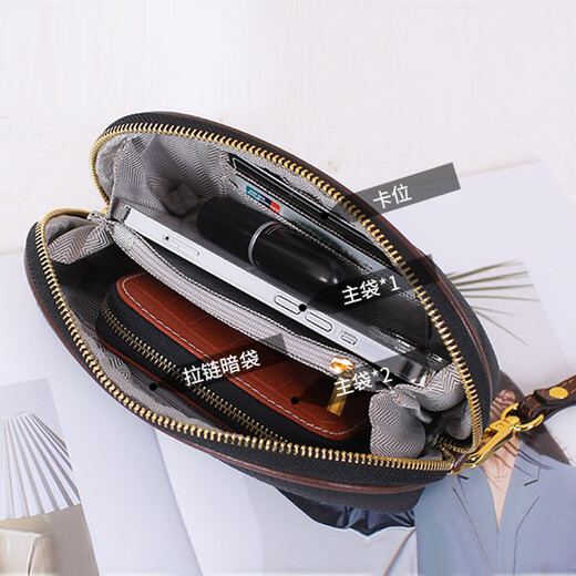 Embrayage de chapeaux de vache supérieure pour femmes avec sac de téléphone mobile de mode haut de gamme authentique petit sac coupon portefeuille sac à main féminin noir 21 * 6 * 10
