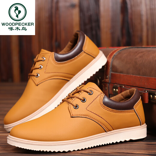 Woodpecker Spring and Summer Men's Shoes Black Anti-Slip Working Cotton Shoes Waterproof and Wear-resistant Casual Leather Shoes Korean Style Trendy Chef Shoes Cotton 825 Black 39