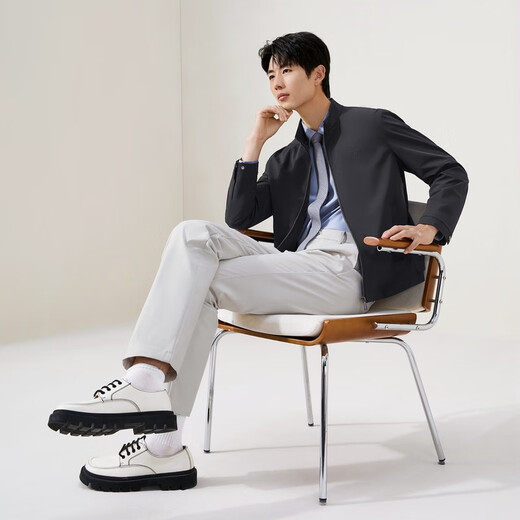 Qipai Business Stand Collar Jacket Men's Autumn New Jacket Fashion Trendy Jacket Navy L