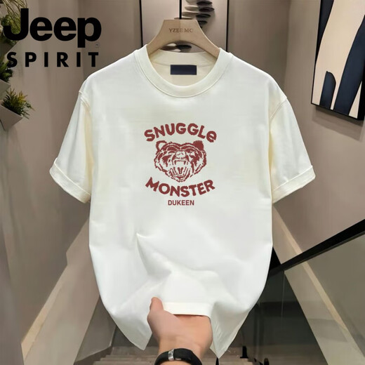 Jeep (JEEP) summer short-sleeved T-shirt for men summer new casual sports fashion half-sleeved round neck loose t-shirt top Gentleman black 848 XL 110-130Jin [Jin equals 0.5 kg]