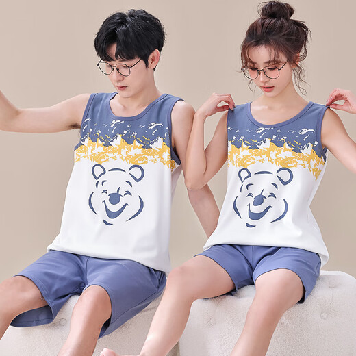 Modal Summer ärmelloses Weste Shorts Paar Pyjama für Frauen Teenager reine Baumwollmänner plus Fett Plus Größe Lose Heimkleidung WJ9856 Ya Weste Cover M Frauen 80-95 Jin [Jin ist gleich 0,5 kg]
