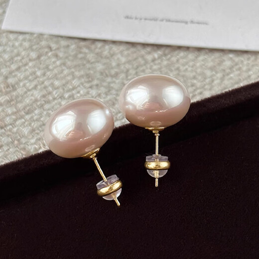 Bai Qixin Pearl Earrings S925 Silver Needle French Oblate Steamed Bun Earrings Women's Light Luxury High-end Earrings and Earrings for Your Girlfriend Oblate Steamed Bun Pearl Earrings 10mm