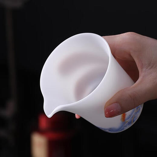 三栖虎功夫茶具套装德化素烧冰种简约盖碗茶杯主人杯整套礼盒装 9素烧冰种乘风破浪圆盖碗碗9276