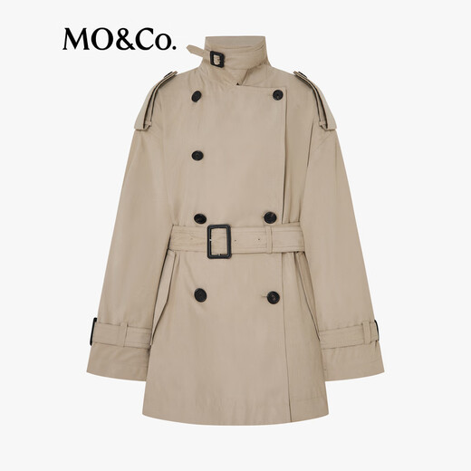 MO&Co. C+ Series Windbreaker 2025 Autumn New Loose Jacket Independent Bracelet Belt MBE3TRC002 Gravel Color S /160