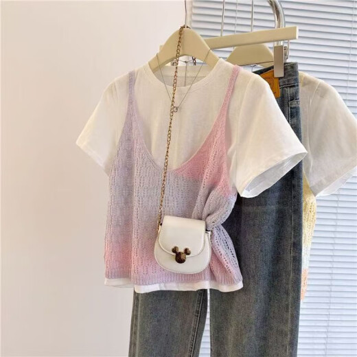 Kuzhang 2025 Dopamine Simtited Starsing con un conjunto de dos piezas de dos piezas de manga corta 2025 Summer New Fashion Fashion Camiseta E854# XL Recomendado 120-140Jin [Jin equivale a 0.5 kg]