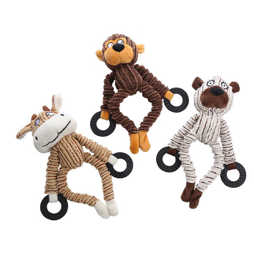 Pet Toys Corduroy Dog Sound Malling Plush Toy con anillo de goma Suministros de diversión interactivos resistentes a la mordedura