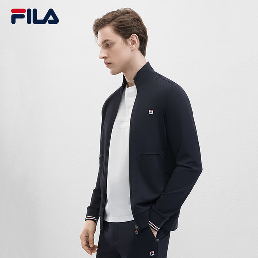 斐乐（FILA）官方男士针织长袖外套夏款时尚休闲商务基础上衣 传奇蓝-NV M 170/92A