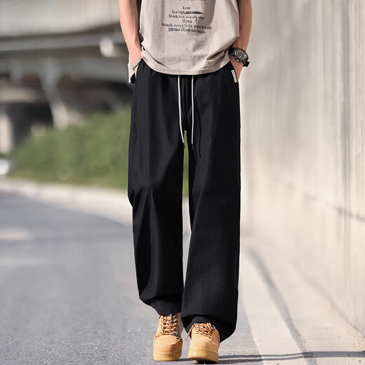 Lomon Men's Summer Thin Loise Straint Casual Pants Teen Модные брюки CJ6636 черные m