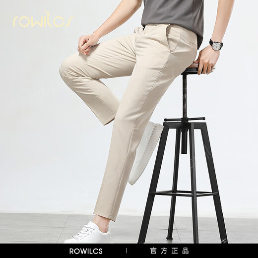 rowilcs品牌休闲西裤男士修身直筒九分裤卡其色裤子夏季薄款弹力男裤2025 灰蓝色 9921-夏季 薄款 29