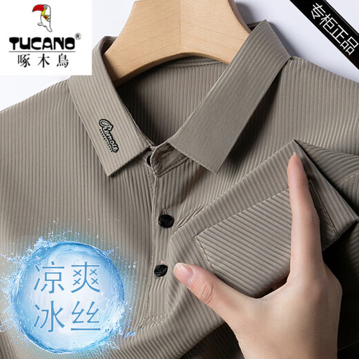 
Woodpecker (TUCANO) middle-aged father imitating mulberry silkworm. Silk summer lapel T-shirt short-sleeved casual polo shirt ice silk half-sleeved top 9196 white M 165 (recommended 100 Jin [Jin equals 0.5 kg]-120 Jin [Jin equals 0.5 kg])