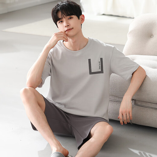 雅鹿莫代尔睡衣男款夏季2025新款男士凉感薄短袖大码家居服套装可外穿 Y9717 L 男