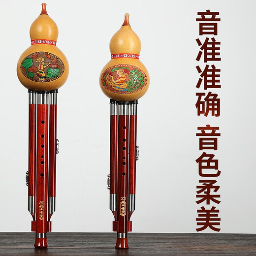 正音堂葫芦丝云南乐器成人专业演奏双调红木管浮雕三音款儿童初学 专业演奏红木管C调