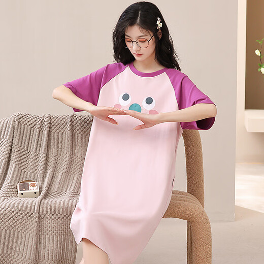 Lexi Beiluo cotton short-sleeved nightgown ladies summer home furnishing Developer cartoon set H702 180 170(XL)