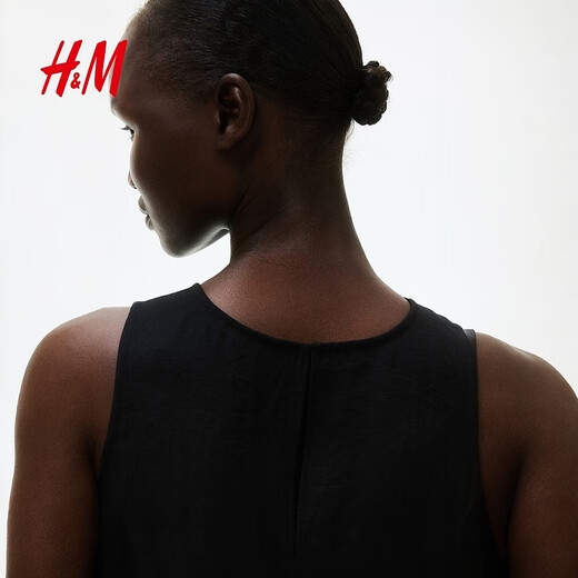 H&M2025夏季新款女装时尚休闲百搭直筒连衣裙1292353 黑色 S 160/88