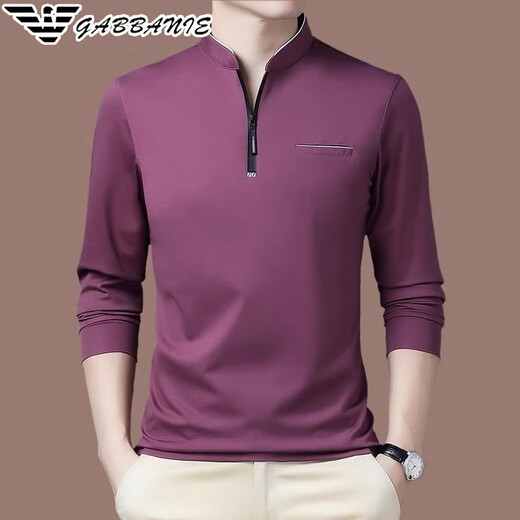 Falamone Armani Herren langärmelige Stand-Collar-T-Shirt High-End Business Cason Cotton Sweatshirt Spring Neues Basishemd Trend GA/6625 Green Plüsch S 165/84a