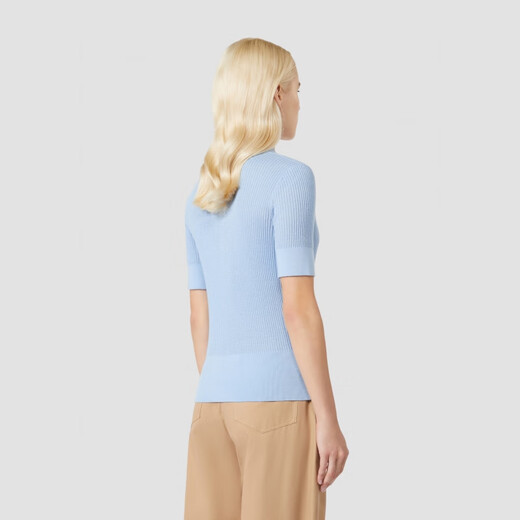 MaxMara 2025秋冬新品女装V领短袖针织毛衣6366045106 浅蓝色 XS