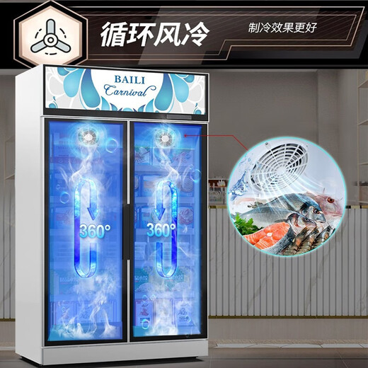 百利（BAILI）商用低温冷冻展示柜大容量冰柜商用立式速冻柜海鲜肉类-24度低温急冻柜市雪糕柜 LD-1000M2W 1253*692*2120
