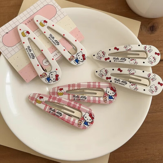 Girly Heart Sanrio Hello Kitty Water Drop BB Clip Fun Hair Clip Bangs Side Clip Versatile Small Fresh Hair Accessories for Women Hello Kitty BB Clip 4 Pack