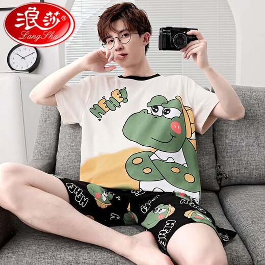 Langsha Herren Pyjamas Sommer Pure Cotton Short Sleeve Shorts Dünne niedliche Cartoon Teenager Großgröße Jungen Kleidungsanzug Daimeiya-6627 m kleiner Größe M Code (70-90jin [Jin entspricht 0,5 kg]))