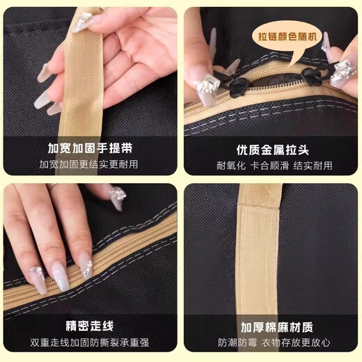 Xin Cong Moving Packing Bag Clothes Storage Extra Large Capacity Bag Artifact Sack Bag Woven Bag Luggage Canvas Snakeskin Bag Black 71 Liter Medium Size 1 Pack丨Event Special