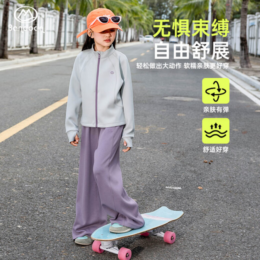 Half-time girls' autumn sports jacket with sun protection and cool style 25 new children's spring and autumn tops bamboo green gray 150