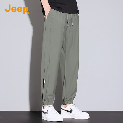 吉普（JEEP）【冰丝超薄】男士休闲裤男2025夏季新款宽松运动束脚工装长裤子男