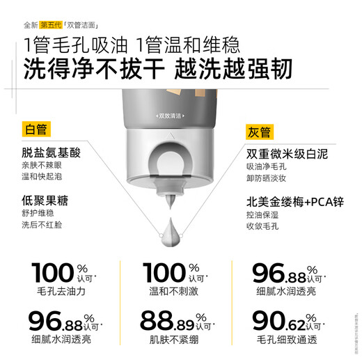 C咖双管洗面奶80g氨基酸洁面乳去黑头角质卸妆卸防晒七夕情人节礼物