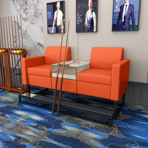 Billiard tables and chairs, billiard sofas and chairs, light luxury billiard hall viewing chairs, game-specific viewing booths, leisure chairs, No. 2 three-seater + locker, orange and gray color matching