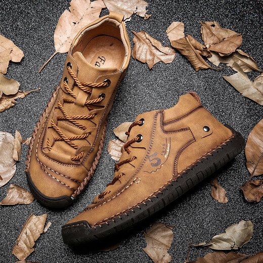 
2024 men's leather shoes workwear new trendy casual men's shoes outdoor large size Martin boots fashionable high-top men's shoes trend 9926-1 black 38