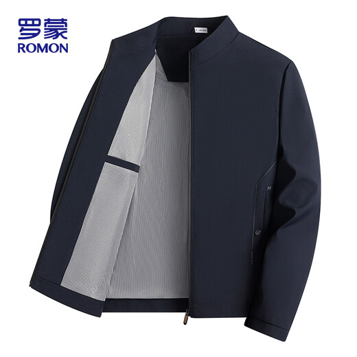
ROMON Jacket Men's Jacket Autumn Business Stand Collar Versatile Executive Jacket Casual Dad Men's Clothing 2743 Navy XL