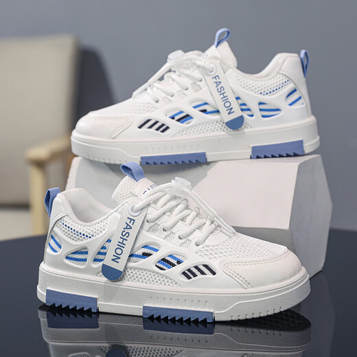 Nezha Ao Bing Limited 2025 Neue vier Saison atmungsaktive weiche alleinige Anti-Rutsch-Kinder kleine weiße Schuhe Sportschuhe Bailan 34