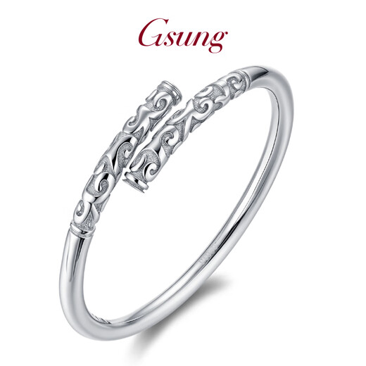 GsunG platinum PT950 new gold hoop open bracelet for men and women, Sun Wukong Supreme Treasure glossy pure white gold bracelet. Priced by gram, please contact customer service before bidding.