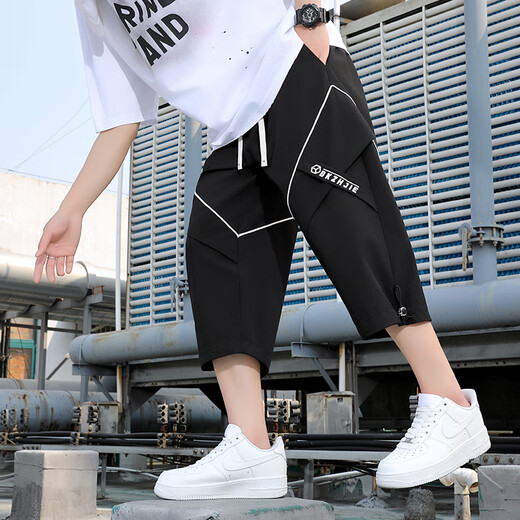 Lilang sommer dünne geschnittene hose für Männer lose lockere legale bloße Arbeitshorts trendy und vielseitig atmungsaktive, schnell trocknende Hose 6628 Brown M 90-110jin [Jin ist 0,5 kg]